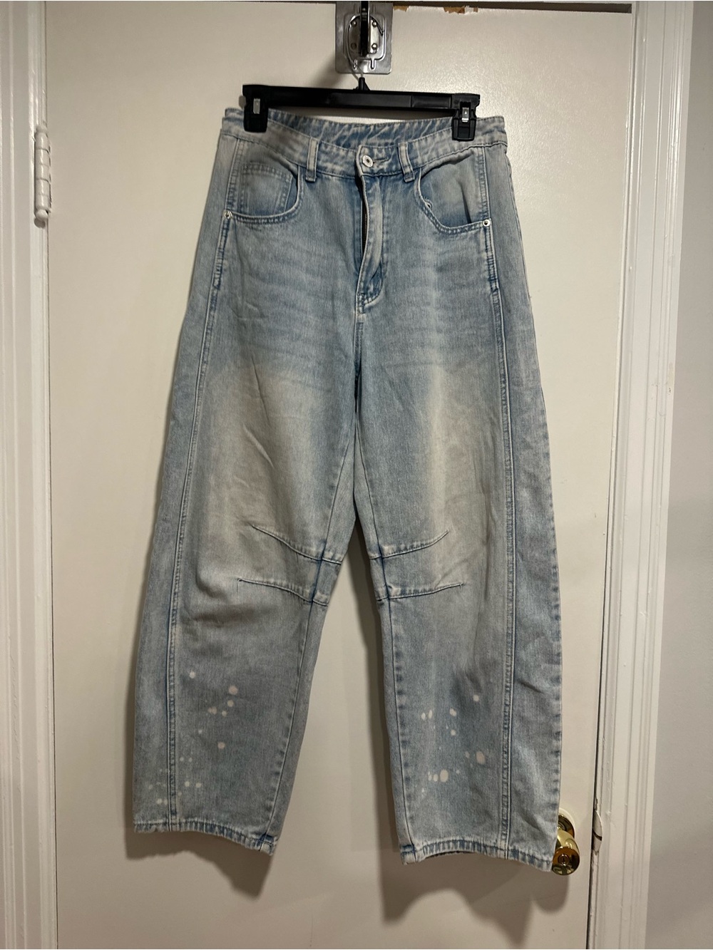 Light Wash Distressed Wide Leg Barrel Jeans Sz:M Indie Hipster Punk Grunge Y2K.